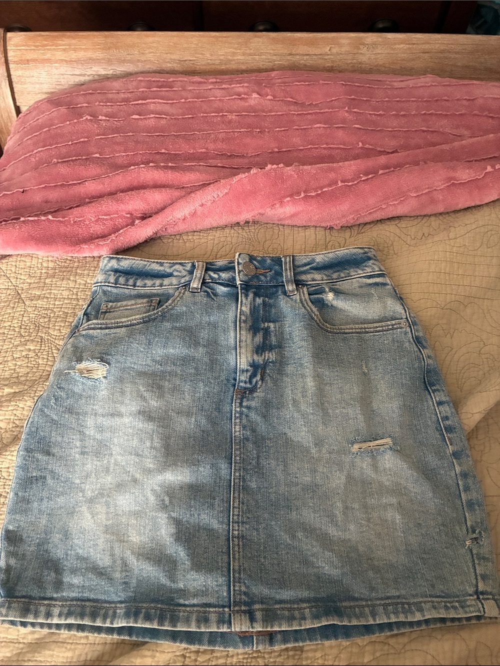 Garage Light Blue Denim Skirt - Women Jeans